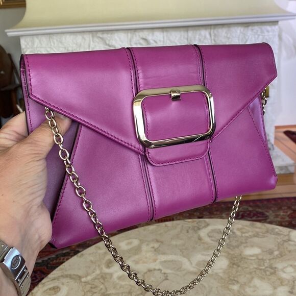 Banana Republic Freda Purple Leather Envelope Clutch Shoulder Bag - Picture 4 of 10